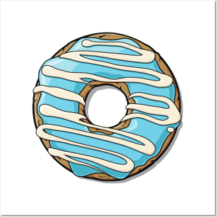 Blue Donut, Doughnut, Icing, Frosting, Glaze Posters and Art